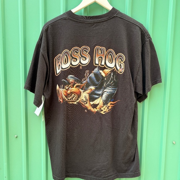 Vintage BOSS HOG Motorcycle Shirt Men LARGE Harley Chopper Laconia - Picture 1 of 5